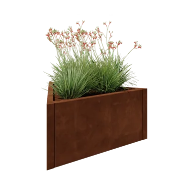 Jardinera de acero corten - Triángulo equilátero - 90,6 x 78,3 x 40 cm - Sin placa inferior