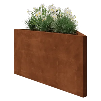 Jardinera de acero corten - Triángulo isósceles - 112,2 x 60,5 x 60 cm - Sin placa inferior