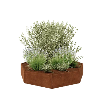 Jardinera de acero corten - Octágono - 241,4 x 241,4 x 40 cm - Sin placa inferior