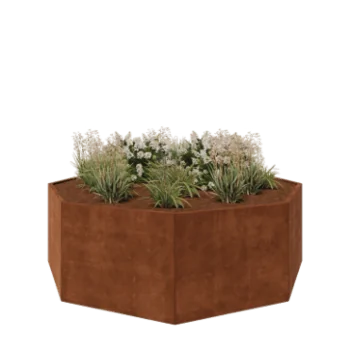 Jardinera de acero corten - Octágono - 241,4 x 241,4 x 80 cm - Sin placa inferior