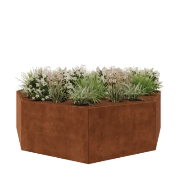 Jardinera de acero corten - Octágono - 289,7 x 289,7 x 80 cm - Sin placa inferior