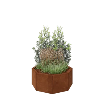 Jardinera de acero corten - Octágono - 72,4 x 72,4 x 30 cm - Con placa inferior