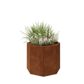 Jardinera de acero corten - Octágono - 72,4 x 72,4 x 60 cm - Con placa inferior - Con patas