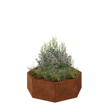 Jardinera de acero corten - Octágono - 96,6 x 96,6 x 30 cm - Sin placa inferior