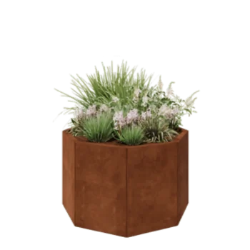 Jardinera de acero corten - Octágono - 96,6 x 96,6 x 60 cm - Sin placa inferior