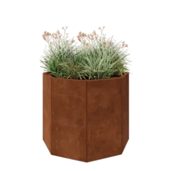 Jardinera de acero corten - Octágono - 96,6 x 96,6 x 80 cm - Sin placa inferior