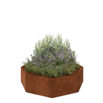 Jardinera de acero corten - Octágono - 120,7 x 120,7 x 30 cm - Sin placa inferior