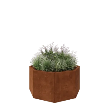 Jardinera de acero corten - Octágono - 120,7 x 120,7 x 60 cm - Sin placa inferior