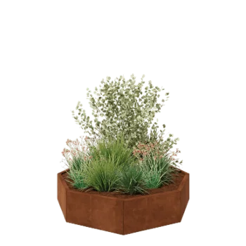 Jardinera de acero corten - Octágono - 144,9 x 144,9 x 30 cm - Sin placa inferior