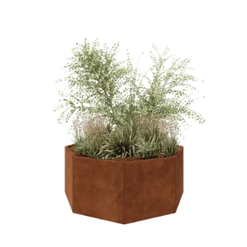 Jardinera de acero corten - Octágono - 144,9 x 144,9 x 60 cm - Sin placa inferior