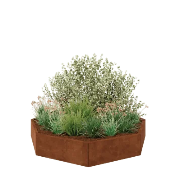 Jardinera de acero corten - Octágono - 193,1 x 193,1 x 30 cm - Sin placa inferior