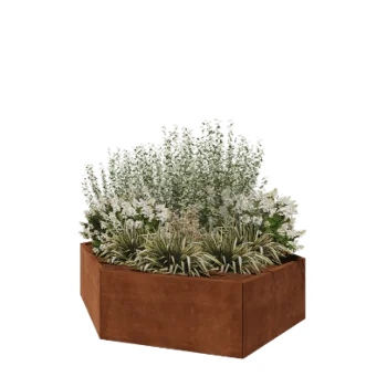 Jardinera de acero corten - Hexágono - 199,3 x 173,2 x 50 cm - Sin placa inferior