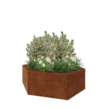 Jardinera de acero corten - Hexágono - 199,3 x 173,2 x 60 cm - Sin placa inferior