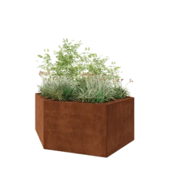Jardinera de acero corten - Hexágono - 199,3 x 173,2 x 80 cm - Sin placa inferior
