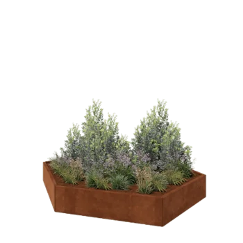 Jardinera de acero corten - Hexágono - 239,3 x 207,8 x 30 cm - Sin placa inferior