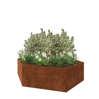 Jardinera de acero corten - Hexágono - 239,3 x 207,8 x 60 cm - Sin placa inferior