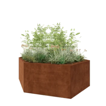 Jardinera de acero corten - Hexágono - 239,3 x 207,8 x 80 cm - Sin placa inferior