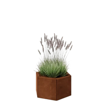 Jardinera de acero corten - Hexágono - 59,3 x 52 x 30 cm - Sin placa inferior