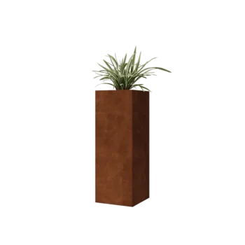 Jardinera de acero corten - Cuadrado - 30 x 30 x 80 cm - Con placa inferior