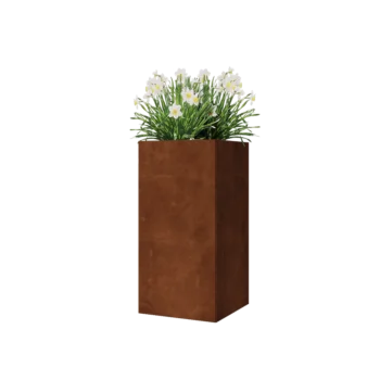 Jardinera de acero corten - Cuadrado - 40 x 40 x 80 cm - Con placa inferior