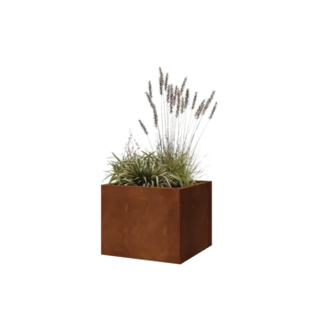 Jardinera de acero corten - Cuadrado - 50 x 50 x 40 cm - Con placa inferior