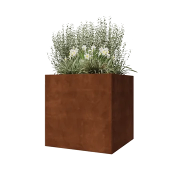 Jardinera de acero corten - Cuadrado - 80 x 80 x 80 cm - Con placa inferior