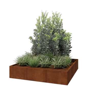 Jardinera XXL de acero corten - Cuadrado - 150 x 150 x 30 cm - Sin placa inferior