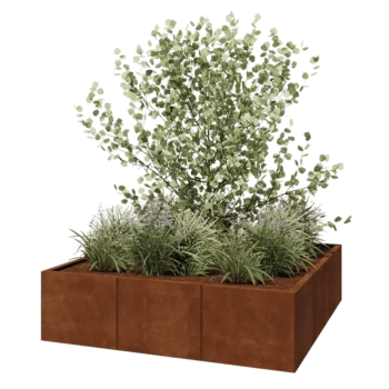 Jardinera XXL de acero corten - Cuadrado - 150 x 150 x 40 cm - Sin placa inferior