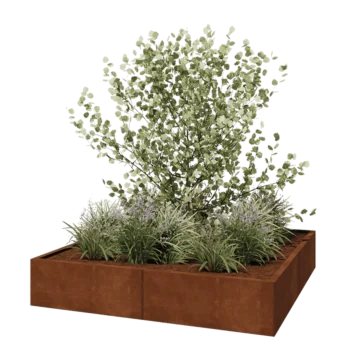 Jardinera XXL de acero corten - Cuadrado - 160 x 160 x 30 cm - Sin placa inferior