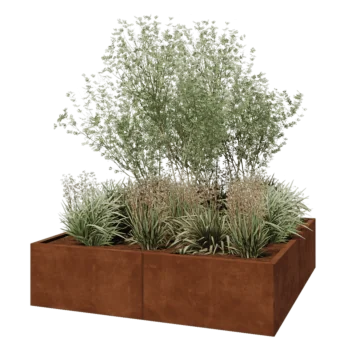 Jardinera XXL de acero corten - Cuadrado - 160 x 160 x 40 cm - Sin placa inferior