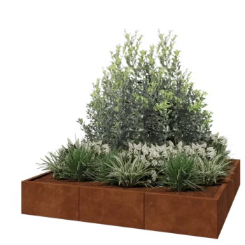 Jardinera XXL de acero corten - Cuadrado - 180 x 180 x 30 cm - Sin placa inferior
