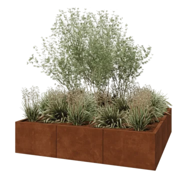 Jardinera XXL de acero corten - Cuadrado - 180 x 180 x 40 cm - Sin placa inferior