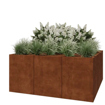 Jardinera XXL de acero corten - Cuadrado - 180 x 180 x 80 cm - Sin placa inferior
