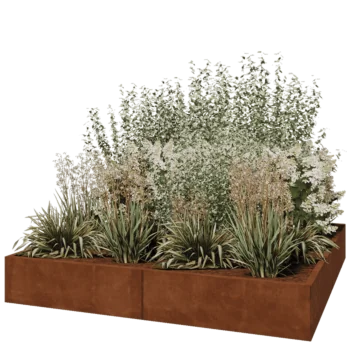 Jardinera XXL de acero corten - Cuadrado - 200 x 200 x 30 cm - Sin placa inferior