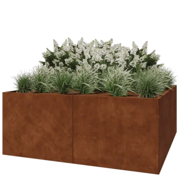 Jardinera XXL de acero corten - Cuadrado - 200 x 200 x 80 cm - Sin placa inferior