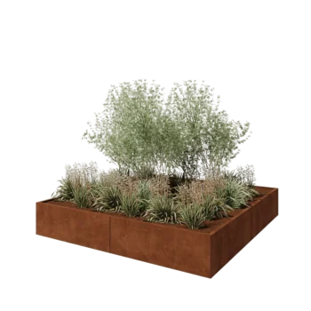 Jardinera XXL de acero corten - Cuadrado - 240 x 240 x 40 cm - Sin placa inferior