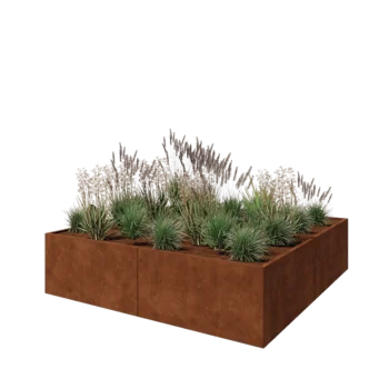 Jardinera XXL de acero corten - Cuadrado - 240 x 240 x 60 cm - Sin placa inferior