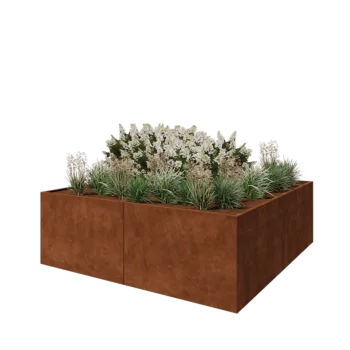 Jardinera XXL de acero corten - Cuadrado - 240 x 240 x 80 cm - Sin placa inferior