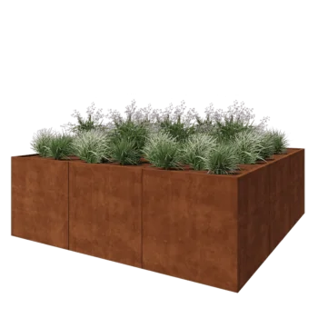 Jardinera XXL de acero corten - Cuadrado - 300 x 300 x 100 cm - Sin placa inferior