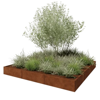 Jardinera XXL de acero corten - Cuadrado - 300 x 300 x 30 cm - Sin placa inferior