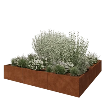 Jardinera XXL de acero corten - Cuadrado - 300 x 300 x 50 cm - Sin placa inferior