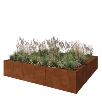 Jardinera XXL de acero corten - Cuadrado - 300 x 300 x 60 cm - Sin placa inferior