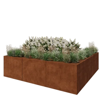 Jardinera XXL de acero corten - Cuadrado - 300 x 300 x 80 cm - Sin placa inferior
