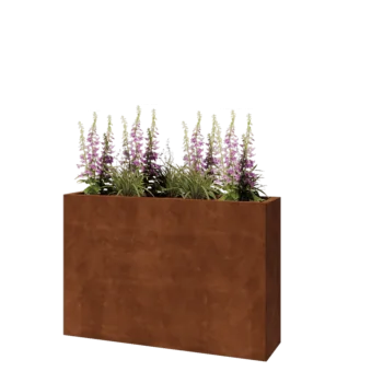 Jardinera de acero corten - Rectángulo - 120 x 30 x 80 cm - Con placa inferior