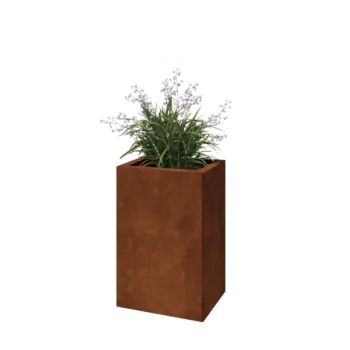 Jardinera de acero corten - Rectángulo - 40 x 30 x 60 cm - Con placa inferior
