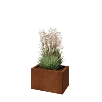 Jardinera de acero corten - Rectángulo - 50 x 30 x 30 cm - Con placa inferior