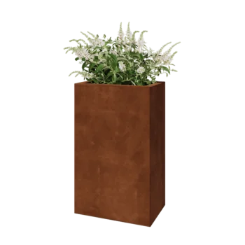 Jardinera de acero corten - Rectángulo - 50 x 30 x 80 cm - Con placa inferior