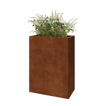 Jardinera de acero corten - Rectángulo - 60 x 30 x 80 cm - Con placa inferior