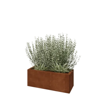Jardinera de acero corten - Rectángulo - 80 x 30 x 30 cm - Con placa inferior
