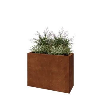 Jardinera de acero corten - Rectángulo - 80 x 30 x 60 cm - Con placa inferior